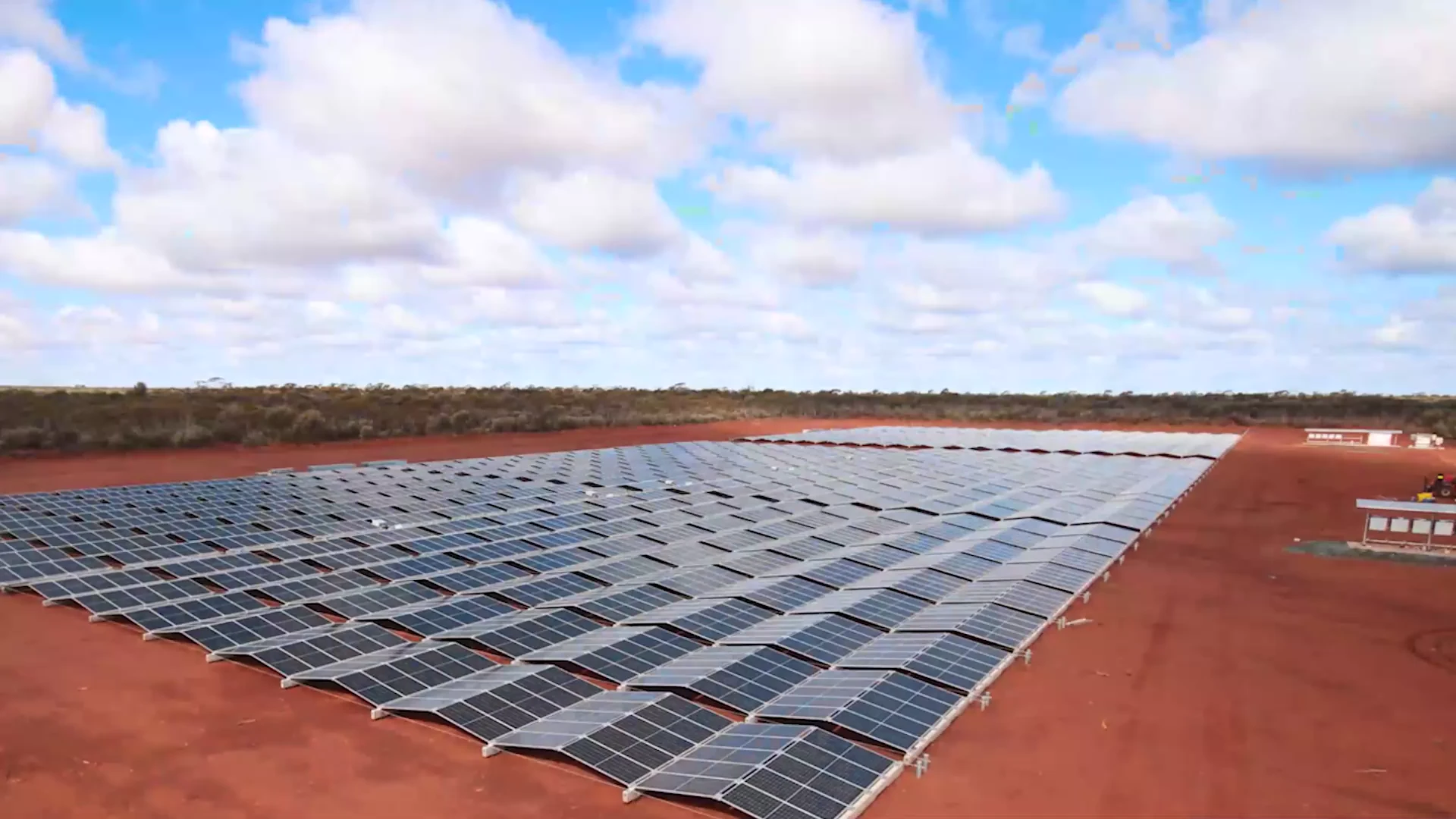 Aerial view of the solar installation at Carosue Dam